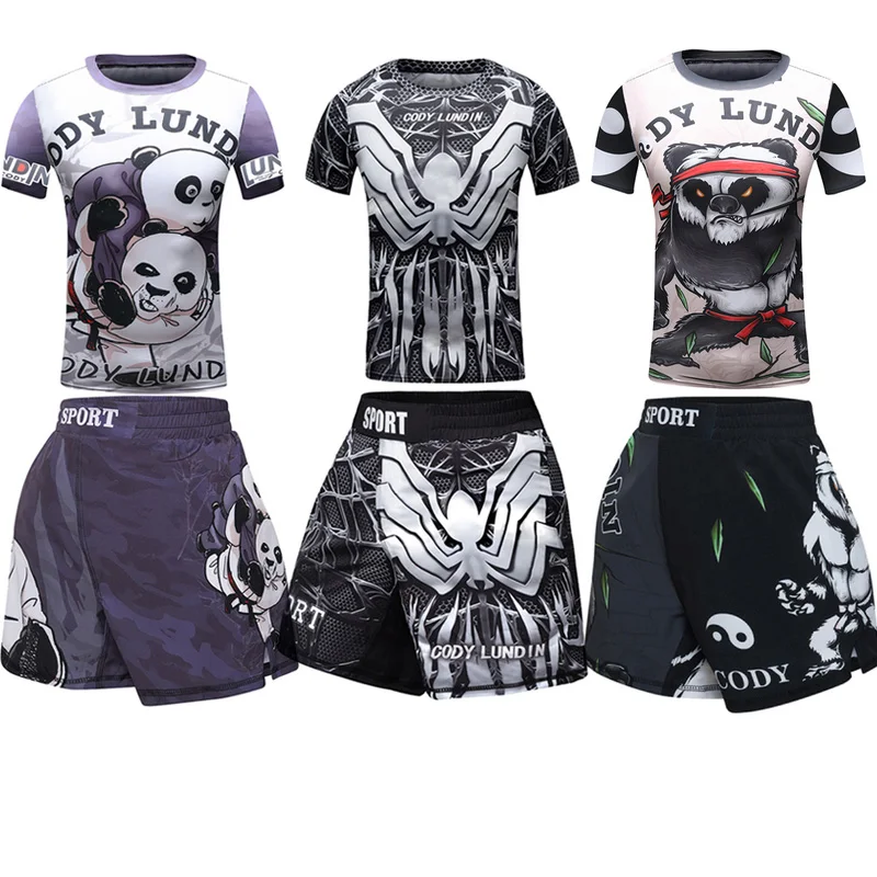MMA Kids Boxing T-shirts Shorts Sportsuit Rashguard Jiu Jitsu T-shirt For Boy Kickboxing Gym Fighwear Children Muay Thai Clothes,sports apparel
