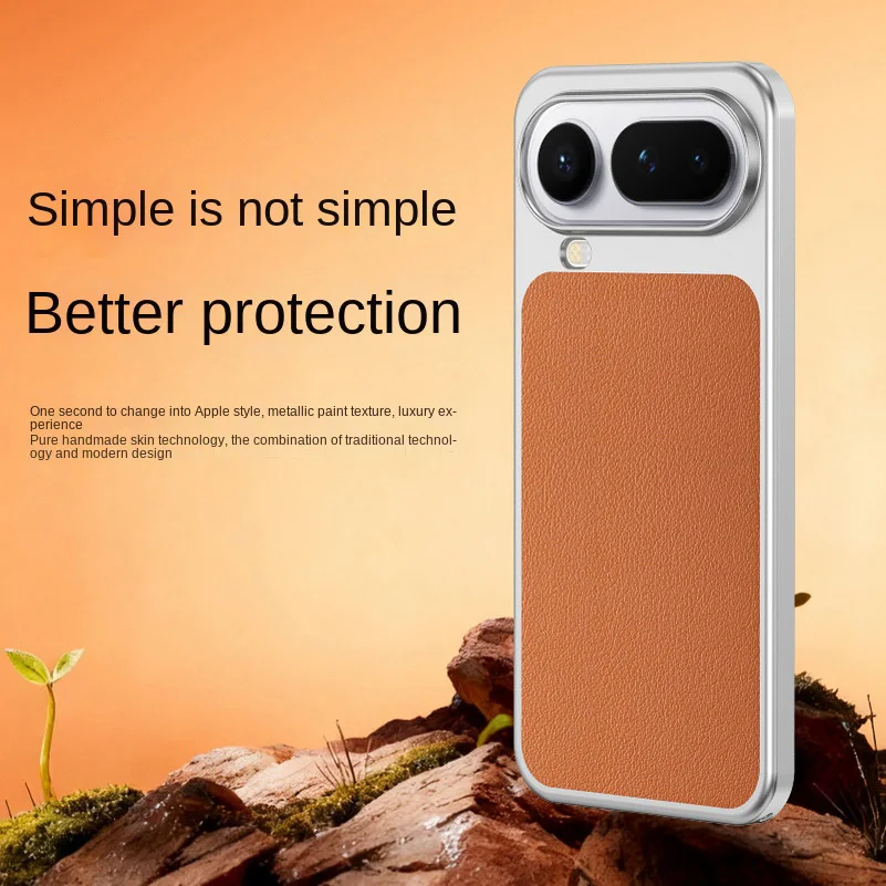 Premium Square Back Leather Phone Case with Raised Lens Protection