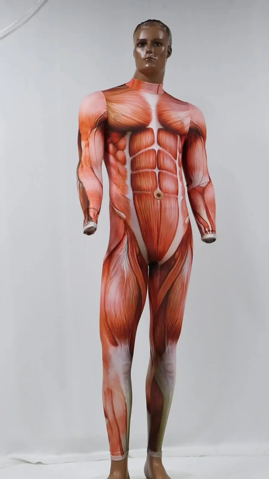 Tuta Cosplay Halloween Donna Con Stampa Muscolosa 3D – Aderente E Flessibile Per Feste E Spettacoli