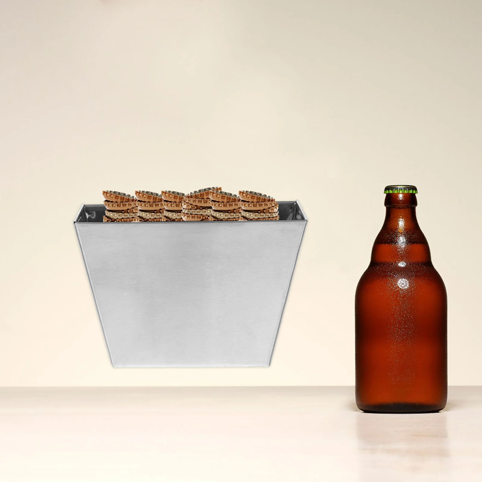 Stainless Steel Bottle Cap Catcher Large Capacity Compact Size for Parties Patios Outdoor Spaces Modern Screw Caps