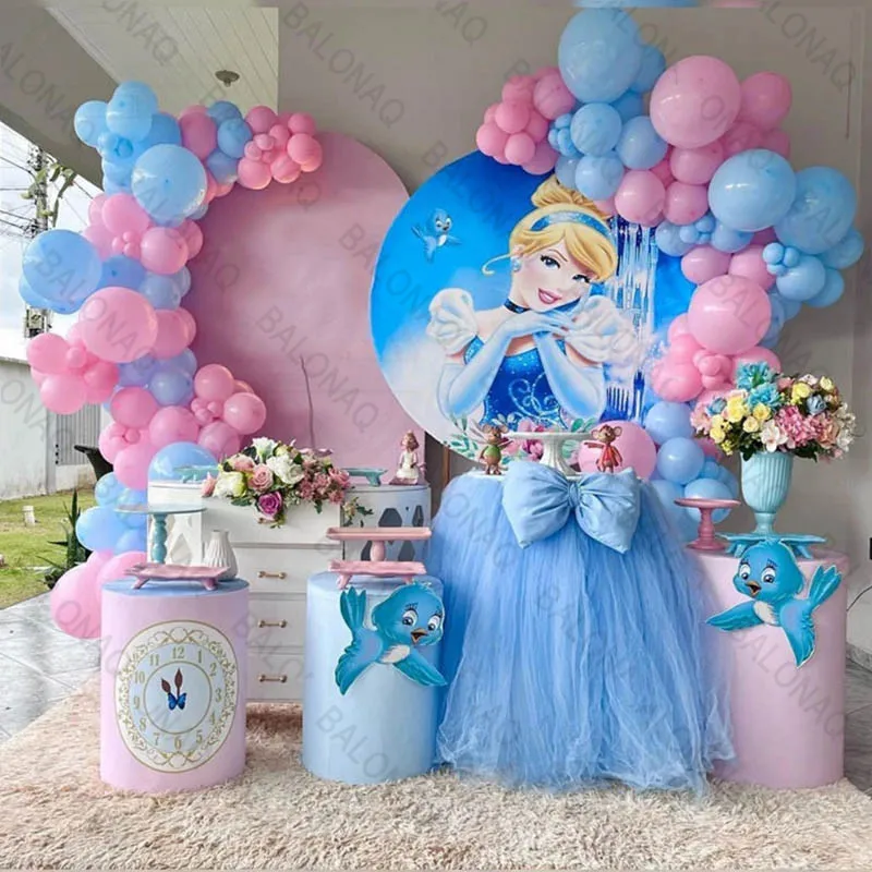 

104pcs Disney Cinderella Princess Balloon Set Pearl Blue Number Foil Balloons Kids 1st Birthday Party Baby Shower Decorations