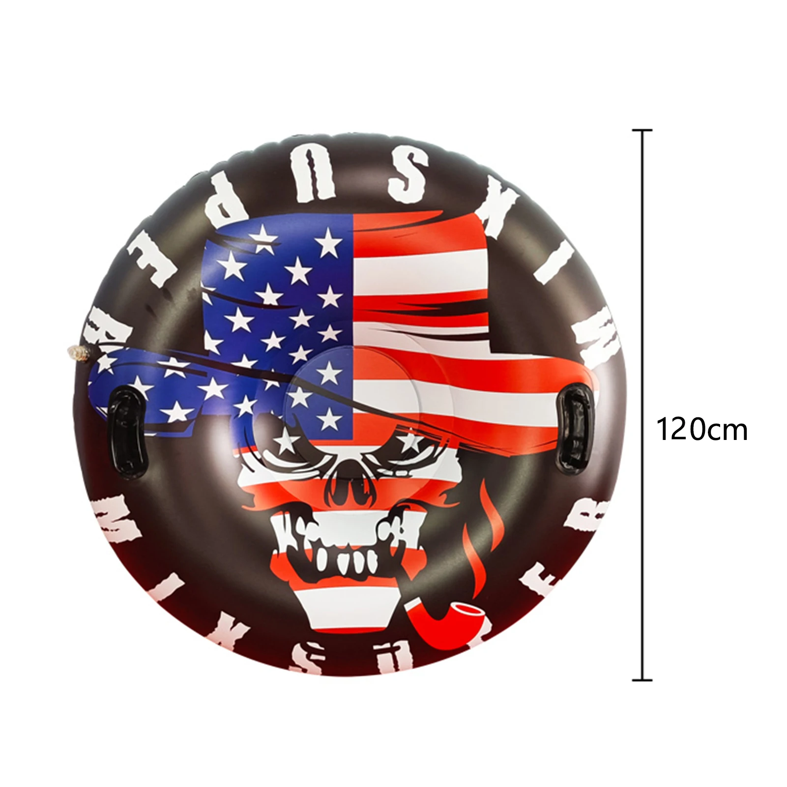 Practical Ski Tube Inflatable PVC Skull Pattern Winter Snow Sled Close Seam Sealing Ski Circle for Outdoor