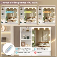 Классический деревянный туалетный столик для макияжа с зеркалом с подсветкой — 3 режима освещения, ящиками и открытым хранилищем. — изображение 4