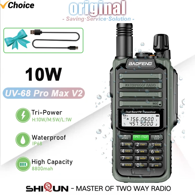 Baofeng UV-68 Pro MAX Waterproof IP68 Walkie Talkie High Power Two Way  Radio - Two Way Radio