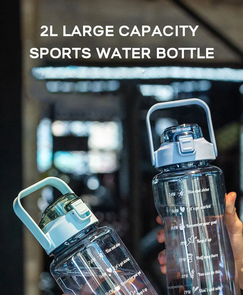 Mugs 2 Liter Water Bottle With Straw Kawaii Cute Drinking Sports