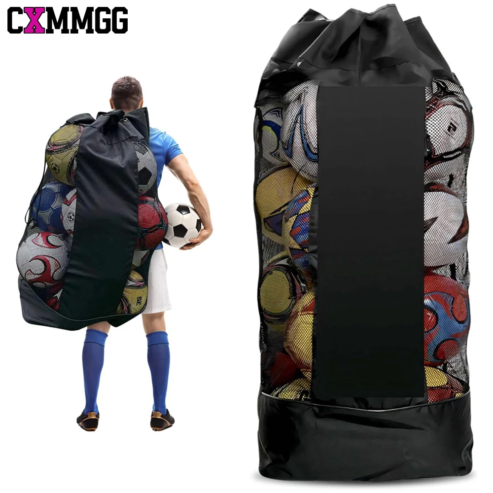 1PCS Extra Large Mesh Ball Bag,Basketball Soccer Ball Bag with Drawstring System-Adjustable Shoulder Strap for Soccer,All Sports