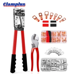 Battery Cable Lug Crimping Tool Kit with Cable Cutter and Copper Lugs Assortment Heat Shrink Tubing Wire Crimper for Electrical