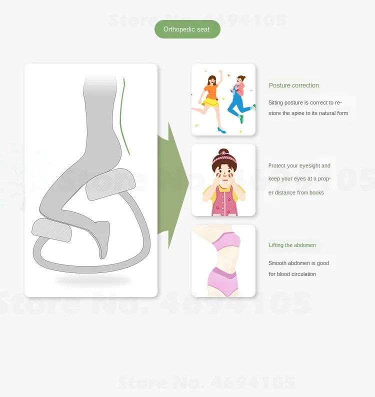 Description Picture 4 of itemOrthopedics Kneeling Chair Children Orthopedic Learning Chair Students Spinal Rehabilitation Kneeling Stool Office Rocking Chair