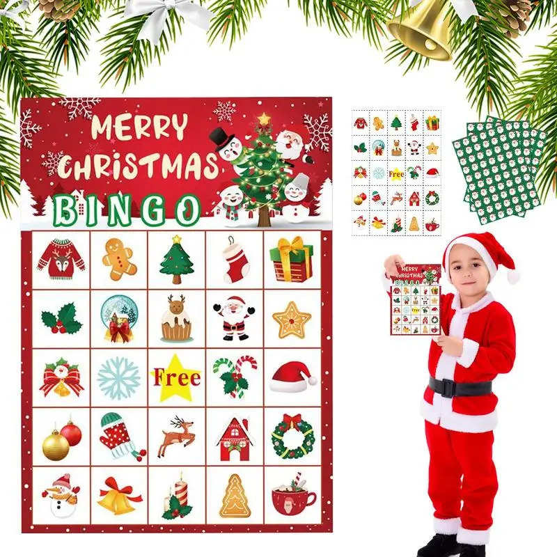 Christmas Game Cards Set 24-Player Christmas Board Card Game Paper Cards Seasonal Group Activity Play Family Night Fun For