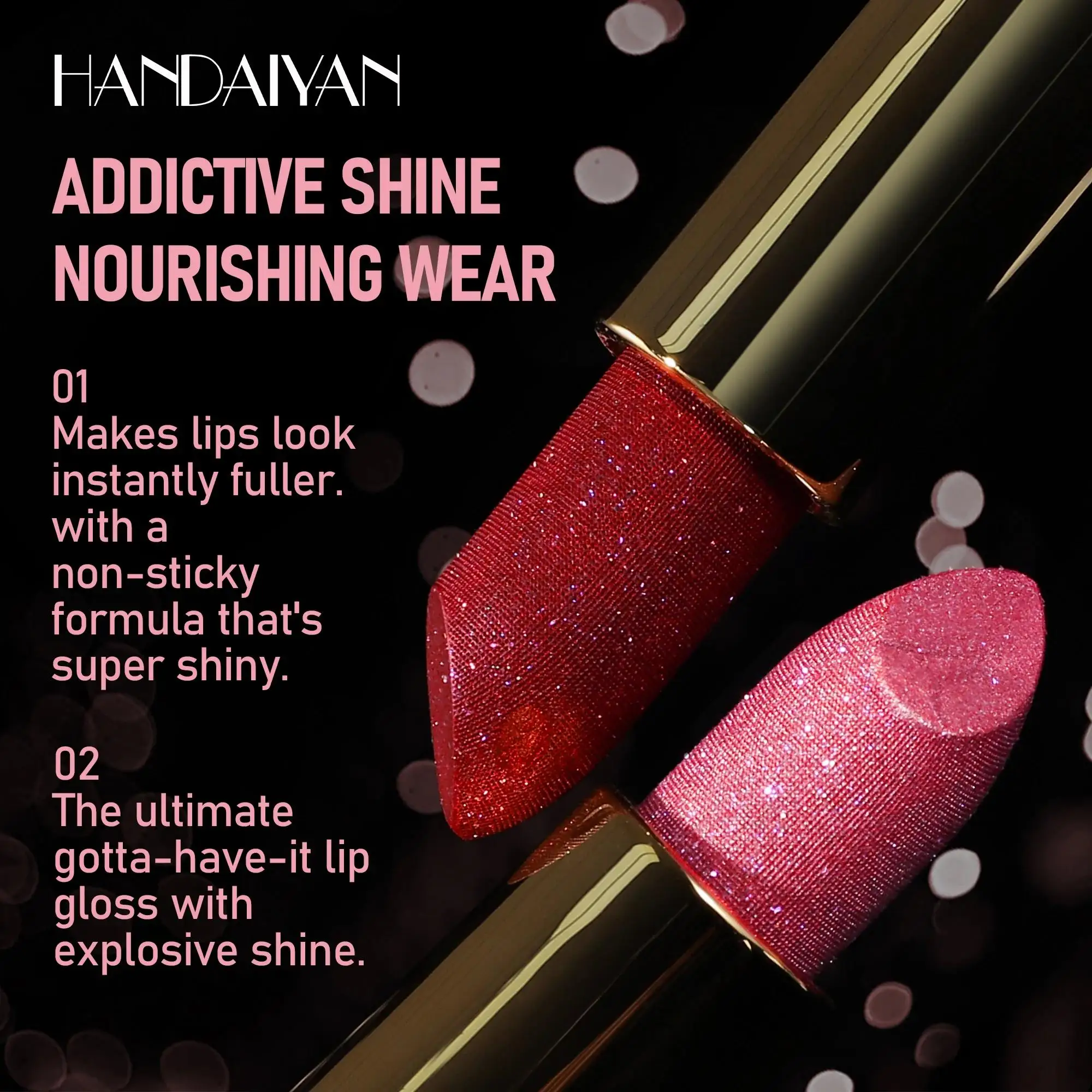 Glitter Diamond Long-Lasting Waterproof Lipstick - 8 Vibrant Metallic Shades