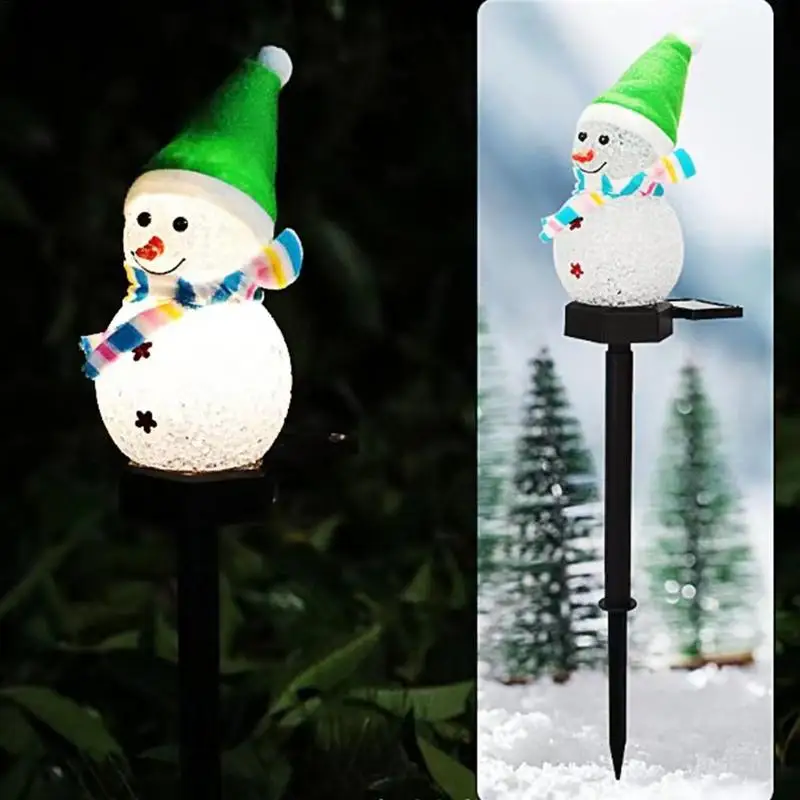 Christmas Snowman Solar Stake Lights Solar Powered Snowman Lights Waterproof Solar Christmas Decorations Outdoor Christmas For 2