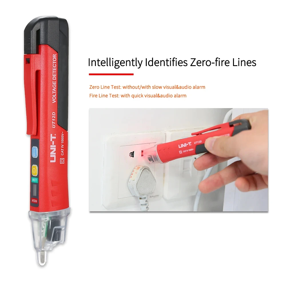 UNI-T AC-Spannungsdetektor UT12D Berührungsloser Spannungsprüfer 24 V-1000 V kontaktloser elektrischer Tester Stift Leistungssensor LED – Detail 5