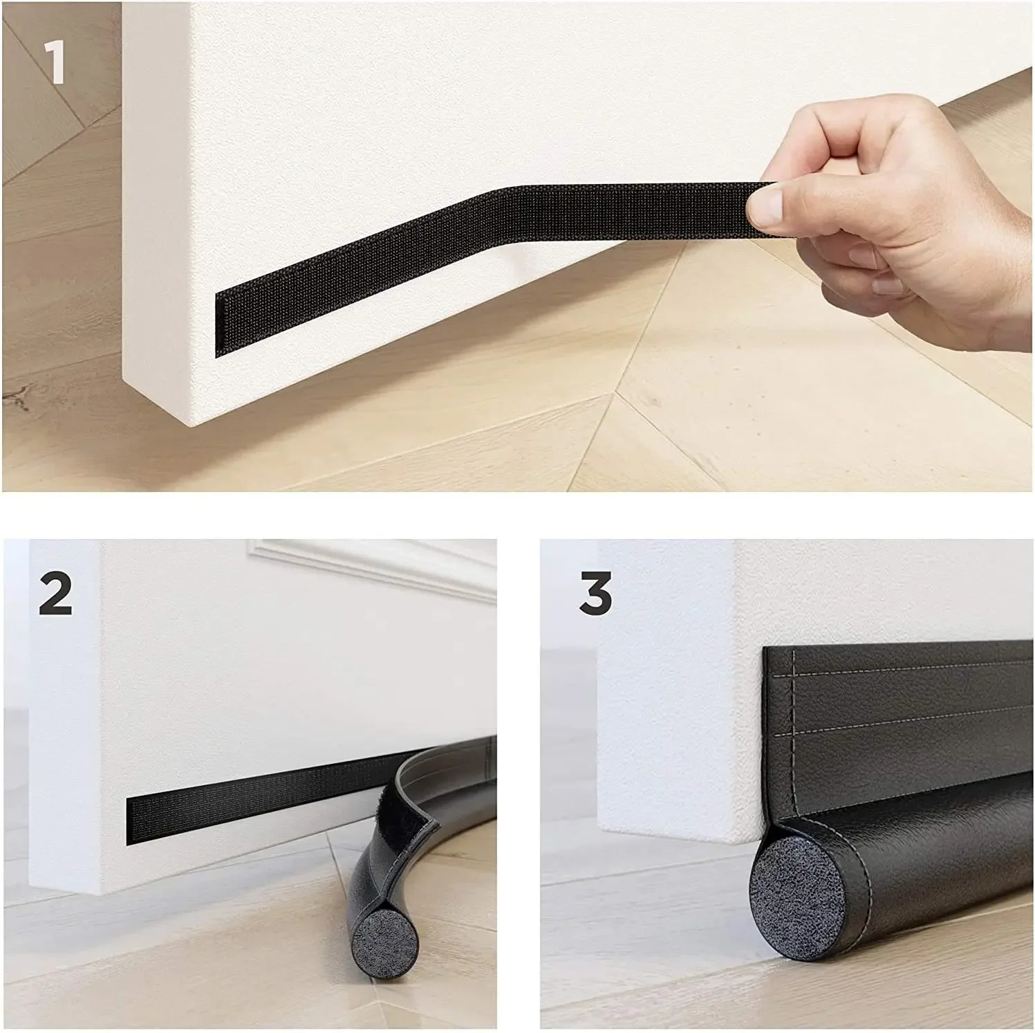 Black Door Bottom Seal Strip - Soundproof Insulation Draft Blocker & Weather Stripping