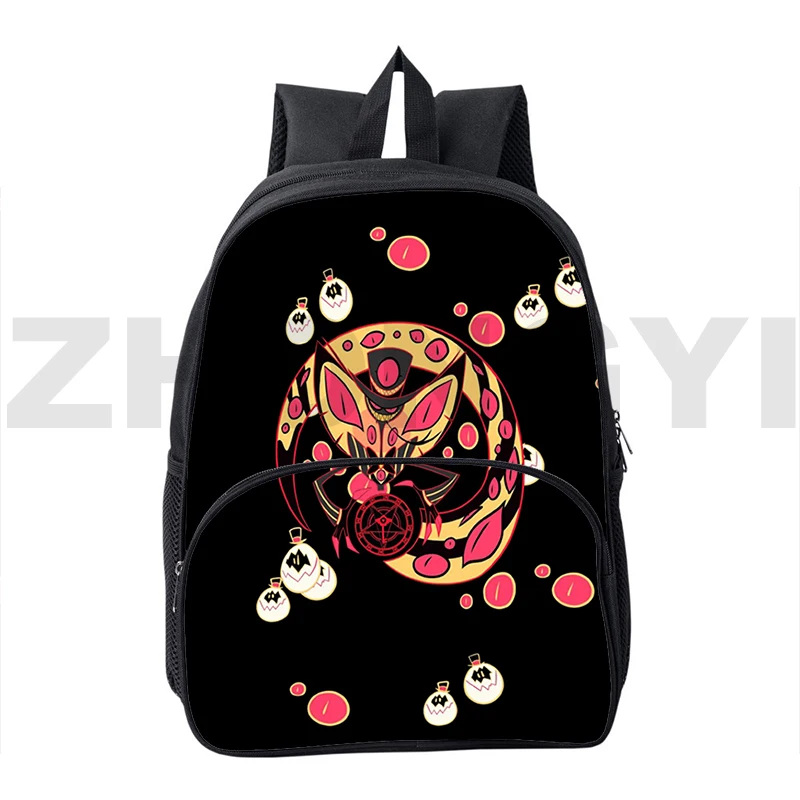 

New Hazbin 3D Print Backpack 12/16 Inch Anime Hotel School Bags Kawaii Waterproof Bookbag Top Quality Notebook Urban Rucksack