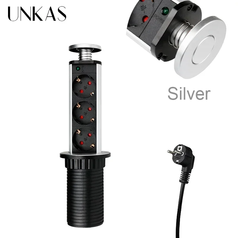 Sleek Retractable Black Pop-Up Power Socket