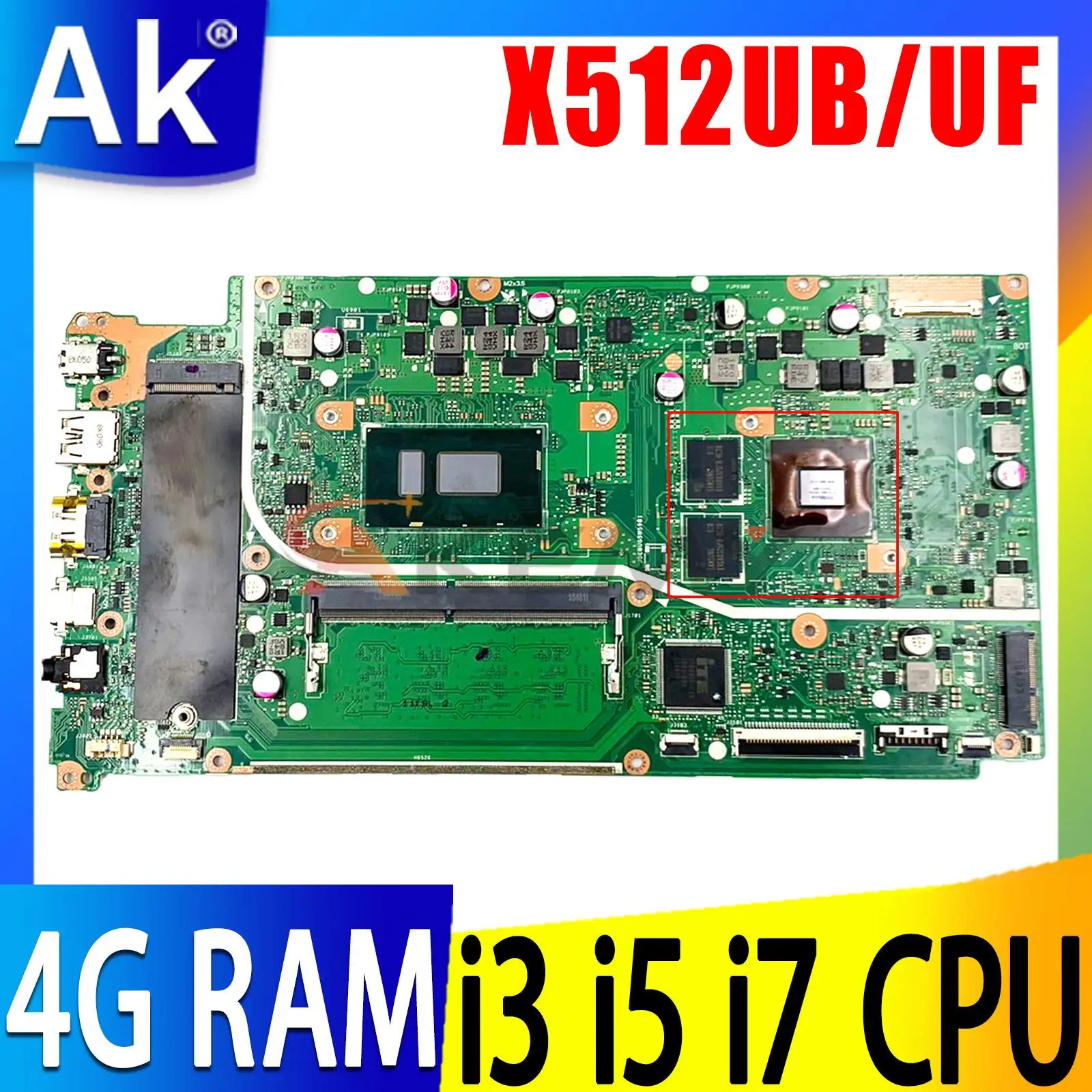 

Mainboard X512UA X712UA X512UB X512UF F512U A512U D712U M712U Y5100U V5000UA Laptop Motherboard 4417U I3 I5 I7 Gen 4GB-RAM