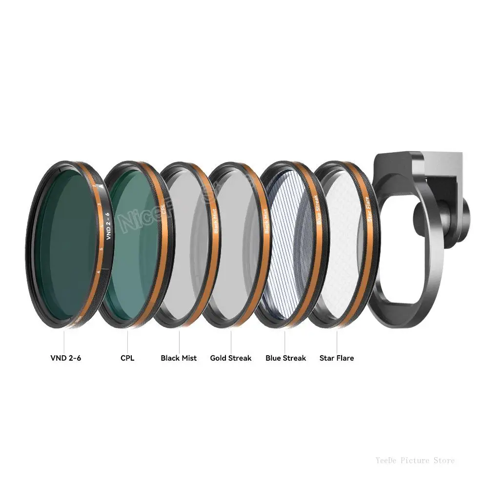 Fotorgear 58mm Universal Phone Filter Kits CPL Star Variable ND Filter for smartphones/iPhone 13 14 15 Pro Max/Huawei/Xiaomi 6