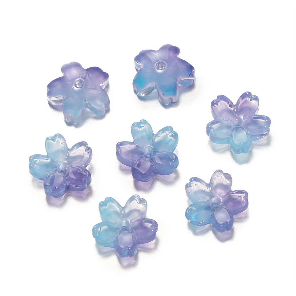 Simarro 100 Perline Acriliche A Fiore Di Ciliegio, Colori Gradiente 1,8 Cm, Per Gioielli Fai Da Te, Bracciali, Collane, Distanziatori - 3