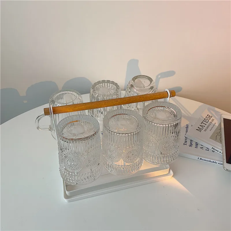 White Metal Water Cup Holder Drain Rack with Tray Home Kitchen Bar Water Cup Storage Wrought Iron Holder