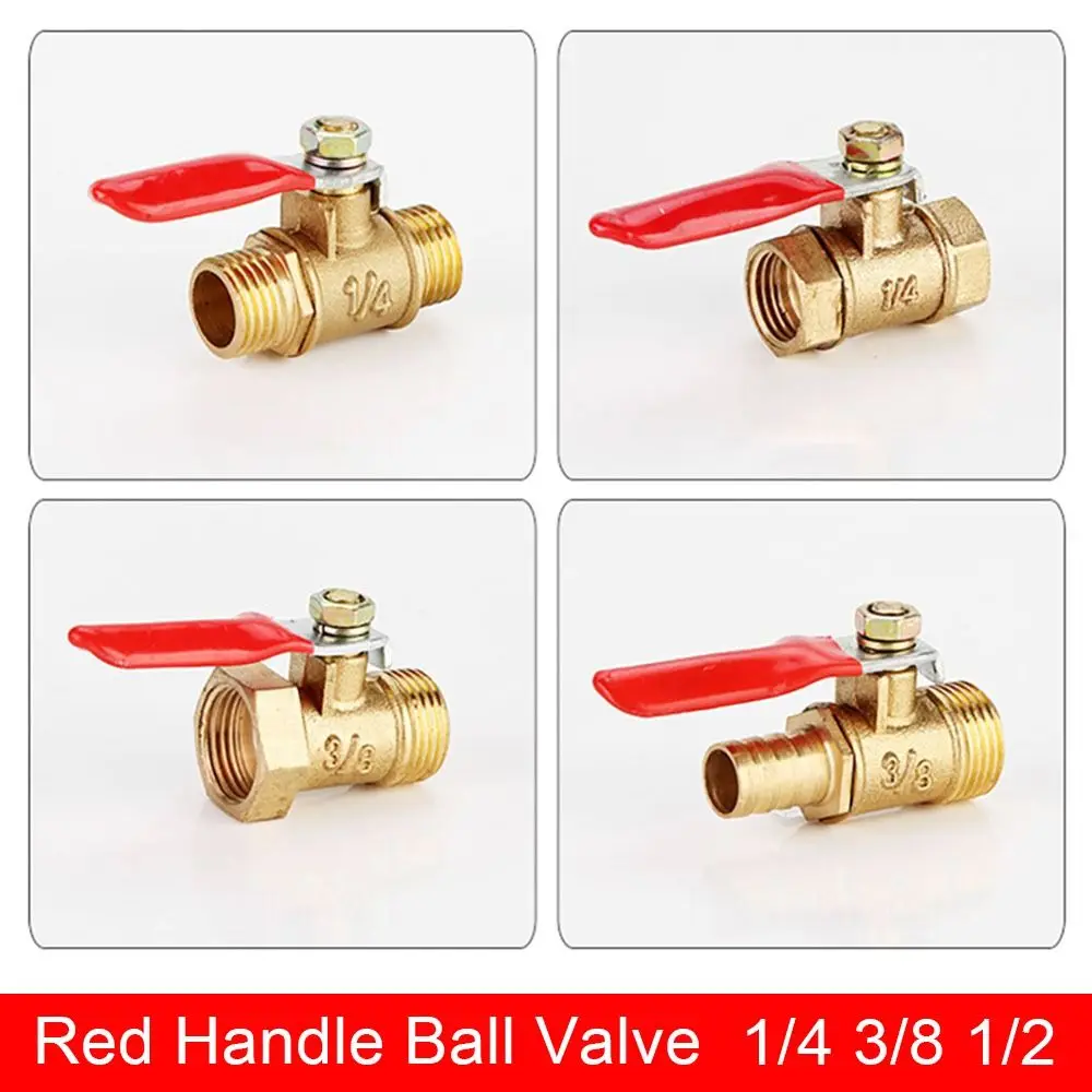 

Red Handle Ball Valve Pipe Fittings Joint Controller Hose Barb Coupler 1/8'' 1/2'' 1/4'' Female Male Thread Brass