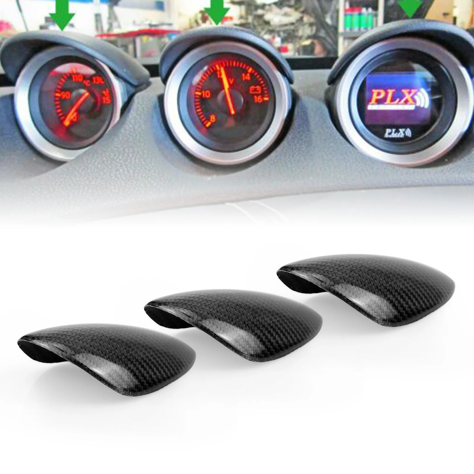 

3pc Gauge Pod Panel Cover Trim For NISSAN 370Z Z34 2009-2020 Coupe Car Front Console Dashboard Meter Carbon Fiber Dash Shell Cap