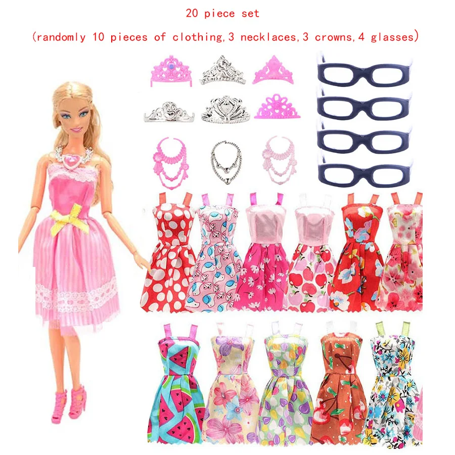 Ensemble de 32/36/41/66 pièces adapté aux accessoires de vêtements de poupée de 30cm, vêtements aléatoires, chaussures, colliers, lunettes, sacs, ensemble