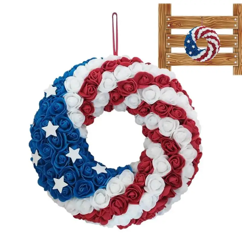 

Patriotic Day Garland July 4Th Patriotic Americana Wreath 4Th Of July Wreath For Veterans Independence Patriotic Day American