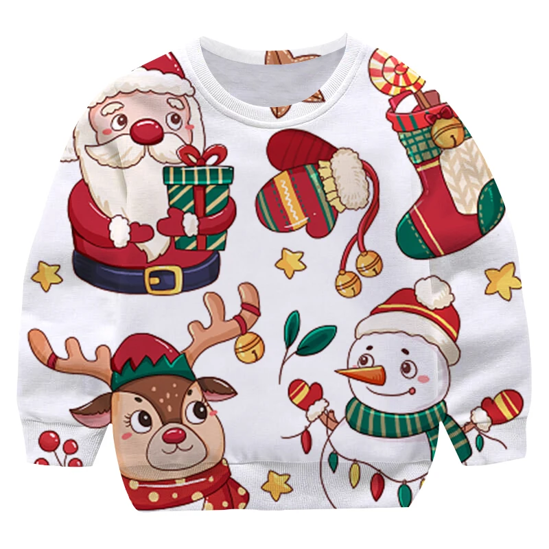 

Новый стиль, свитшоты с Санта-Клаусом, Детские Аниме Костюмы Счастливого Рождества, толстовки, зимняя одежда с длинным рукавом и круглым вырезом