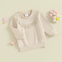 Pudcoco Baby Girl Sweatshirts Casual Long Sleeve Lace Patchwork Pullover Tops Newborn Winter Clothes 3-18M 2