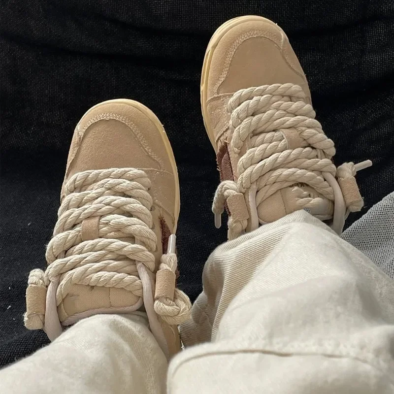 Fashion Cotton Linen Twist Weave Shoelaces Solid Color Rope Shoe Laces High Quality Women Men Sneakers Canvas Shoes Lace Strings