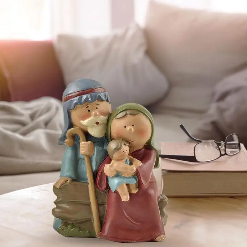Statue De La Sainte Famille, Figurines de Crèche de Jésus Décor de Noël, Décorations De Noël En Résine Décoration D'Intérieur Pour Bibliothèque Chambre Salon Table Cheminée Statue De La Sainte Famille, Figurines de Crèche de Jésus Décor de Noël, Décorations De Noël En Résine Décoration D'Intérieur Pour Bibliothèque Chambre Salon Table Cheminée