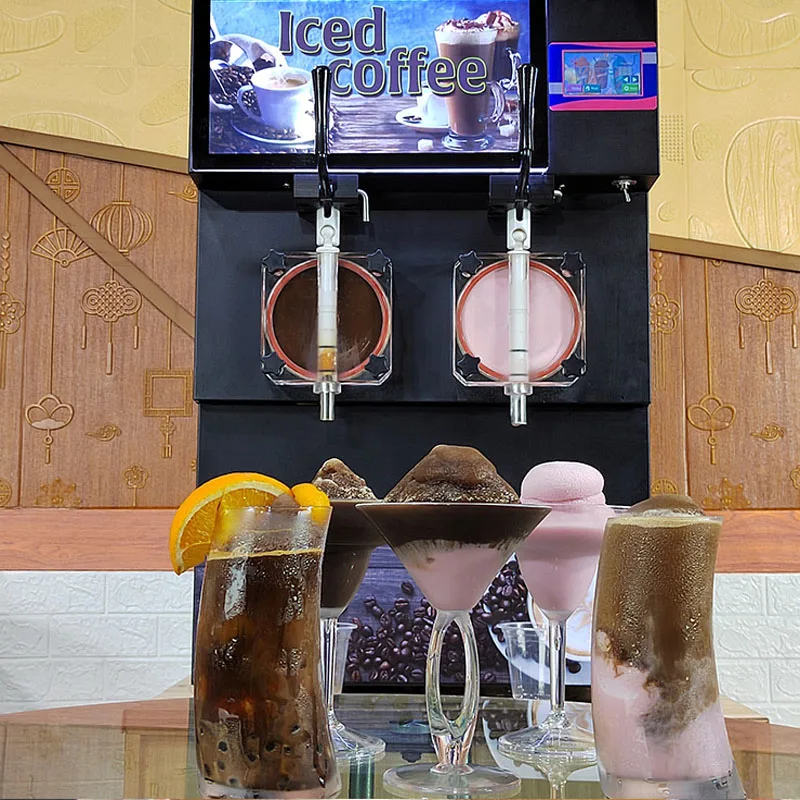 Double Tank Slush Machine Ice Cream Maker Snow Melting Milk Shake Cocktails Commercial Smoothies Granita Slusher
