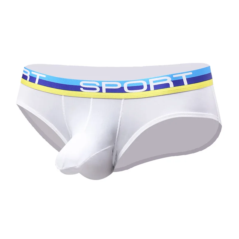 

Men's underwear sexy three-dimensional bullet separate pouch briefs nylon breathable elastic ice silk fabric shorts