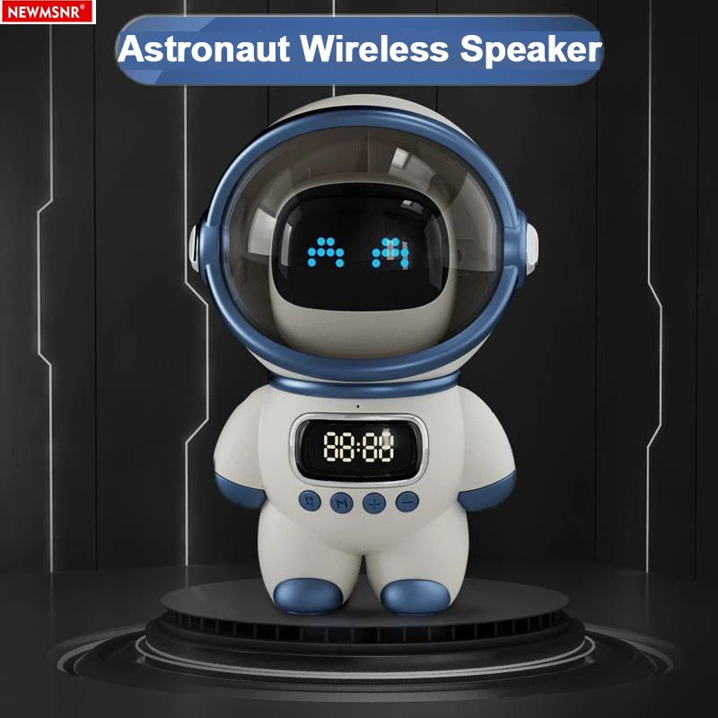 Ai Mini Smart Astronaut Bluetooth Speaker Sound Box Portable Stereo Interactive Audio With Alarm Clock Support TF/FM Table Clock