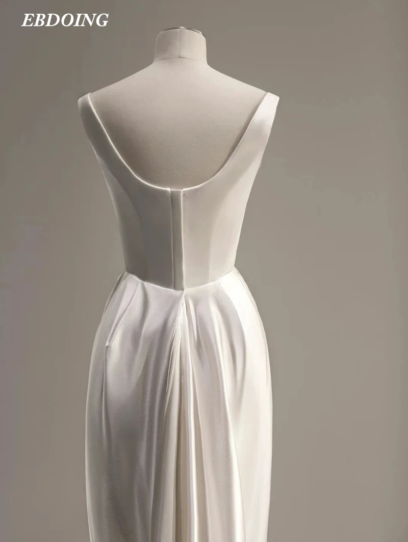Wedding Dress Sheath Bride Satin Scoop Neckline Open Back Plus Sizes Vestidos De Novias wedding dresses