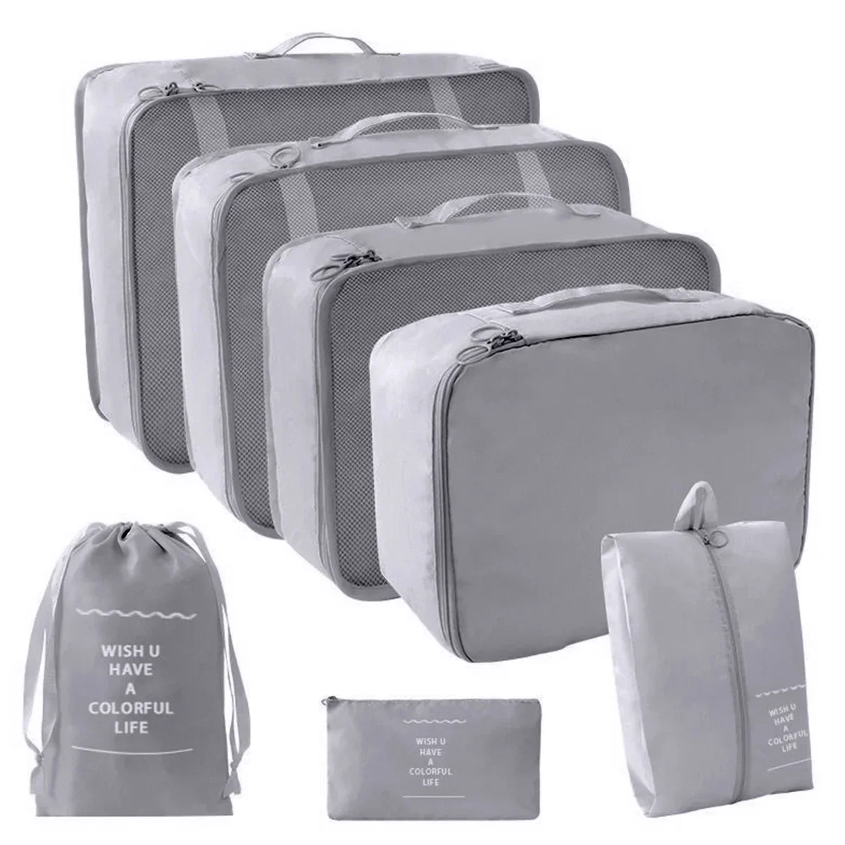 7-Piece Travel Packing Cube Set - Transparent Compression Luggage Organizers
