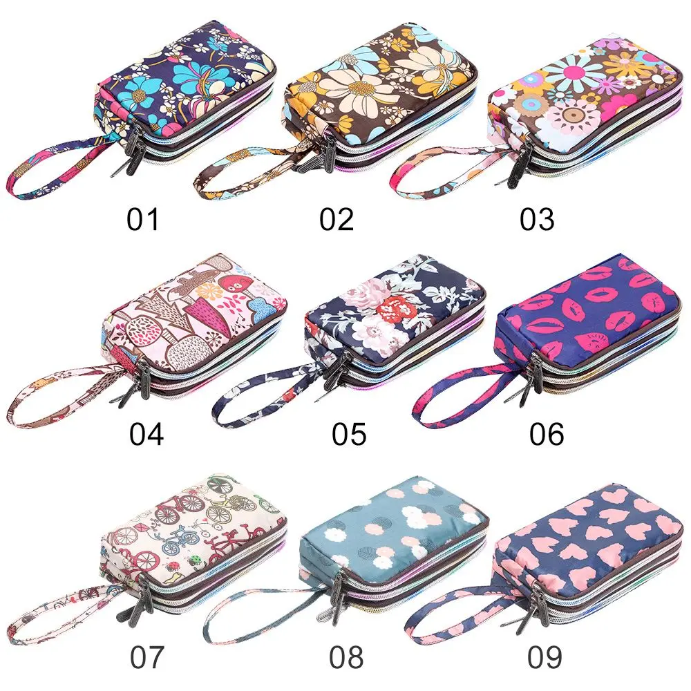 1PC Print Canvas Three-layer Long Wallet Larger Capacity Coin Purse Portable Waterproof Female Handbag Print Canvas Bag 6