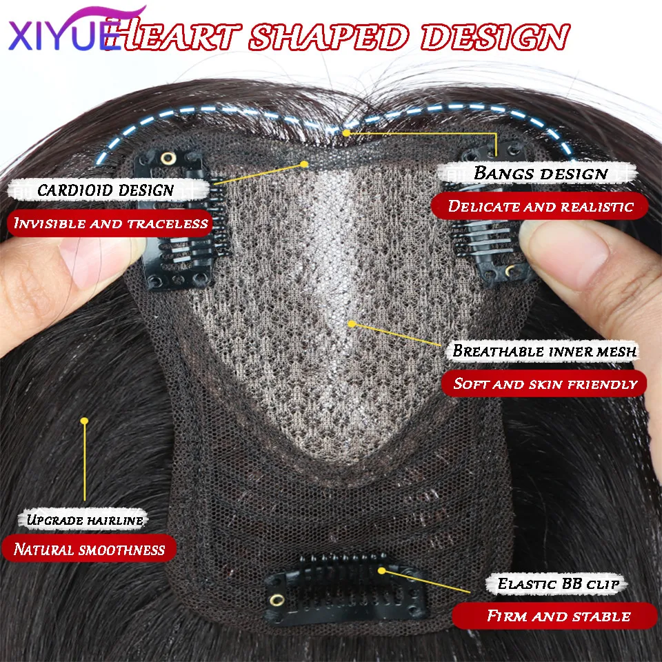 XIYUE Wig Women's Head Repair Hair Increase Volume Fluffy High Head Light and Thin Invisible Octagonal bangs Synthetic Wig Piece