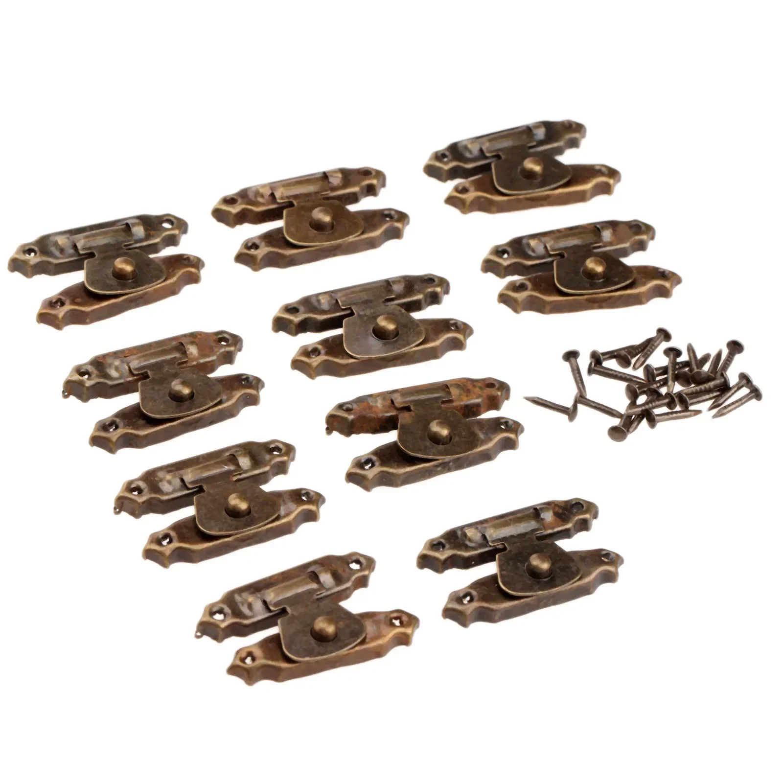 10Pcs Antique Bronze/Gold Iron Jewelry Gift Box Padlock Hasps Latch Clasp Lock Wooden Wine Box Buckle Furniture Hardware 26*15mm furniture hardware jewelry box hasps