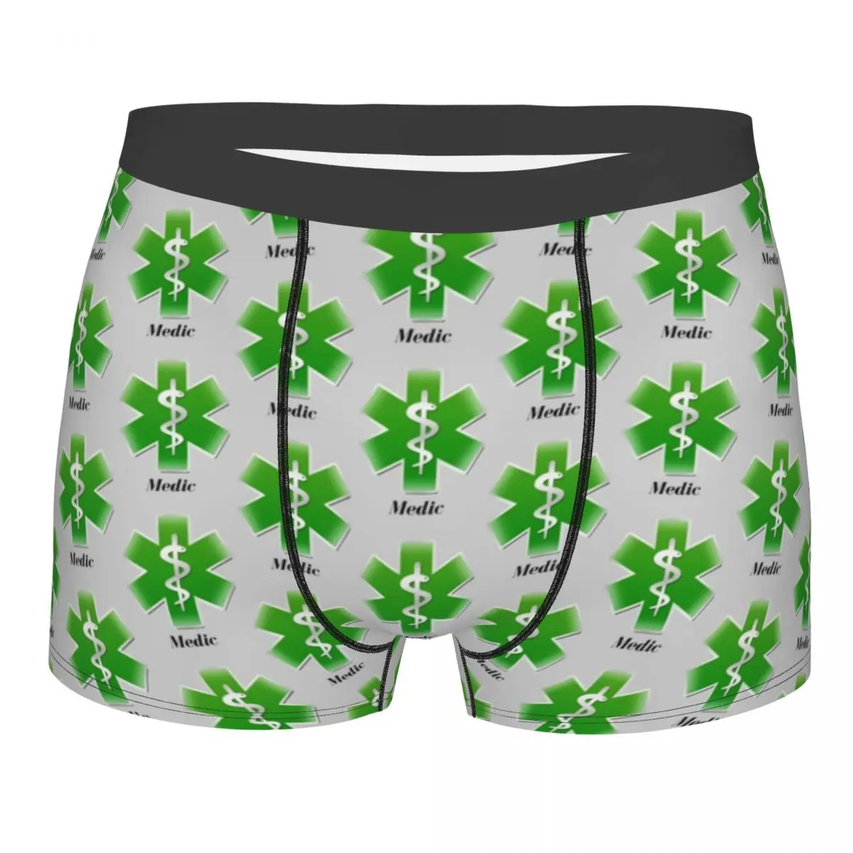

Men's Star Of Life Medic Green Underwear Emt Sexy Boxer Shorts Panties Male Polyester Underpants Plus Size