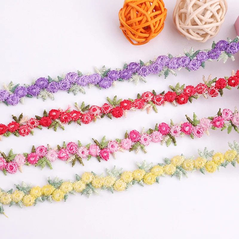 1/2 Yards Colorful Flower Water Soluble Lace Sewing DIY Product 1.5CM