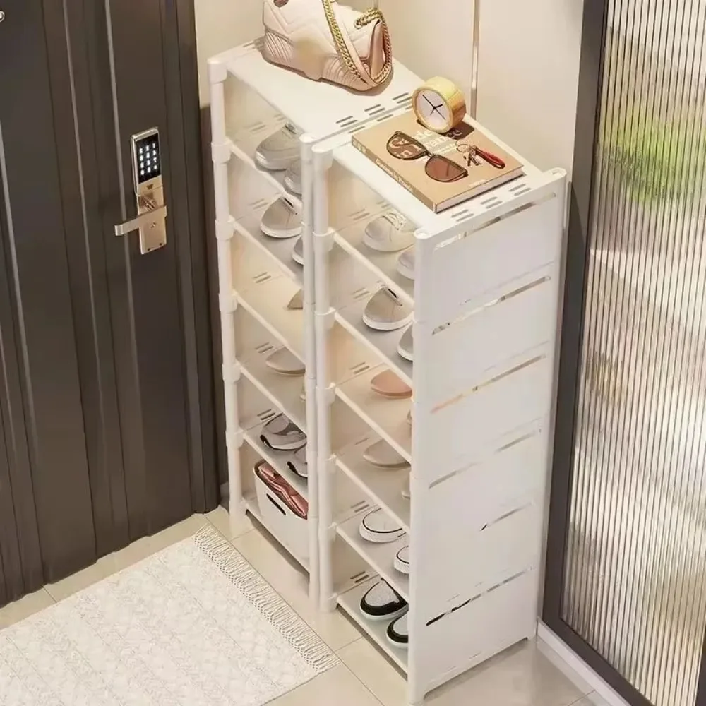 shoe rack Small shoe cabinet widened against wall door multi-storey household storage rental