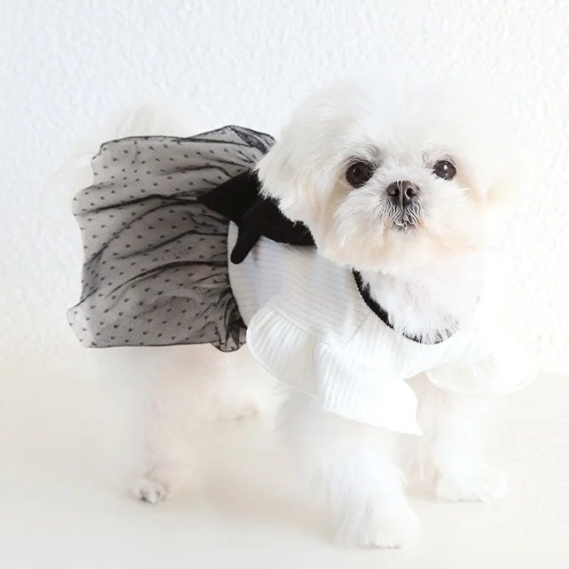 Vestido de luxo para cães pequenos com laço saia de princesa_voghion.com