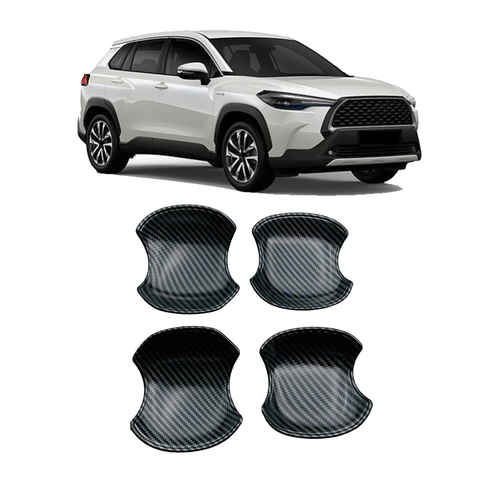 

for 2020 2021 Toyota Corolla Cross Door Handle Bowl Sticker Cap Carbon Fiber Pattern ABS Car Accessories