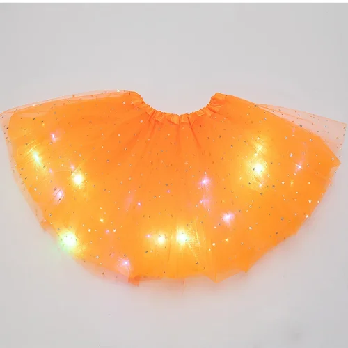 LED 빛나는 조명 소녀 얇은 명주 그물 스타 짧은 투투 스커트, 어린이 멋진 발레 댄스웨어, 파티 의상, 볼 가운, 미니 스커트 5