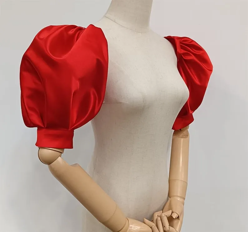 Wedding Dress Gloves Red Short Sleeves Cap Sleeves Formal Party Women Bride Sleeve Bridal Accessory Special Occasion