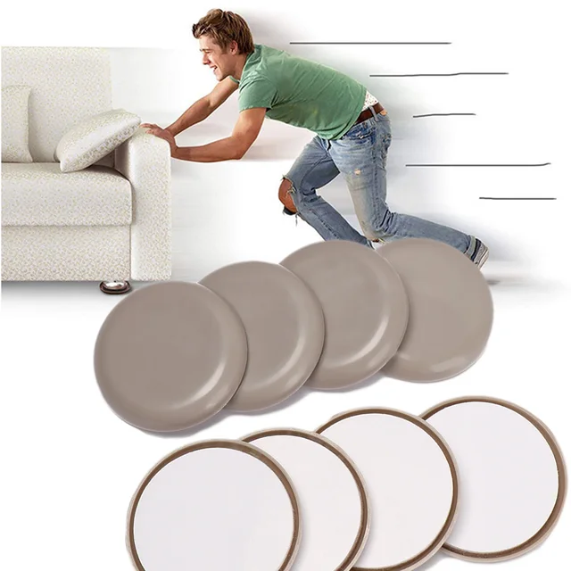 Coussinets Coulissants Anti-Rayures pour Jambes de Meubles, Protection de Sol, Polymères, Facile à Déplacer, Épais, Anti-Delhi, 4 Pièces 1