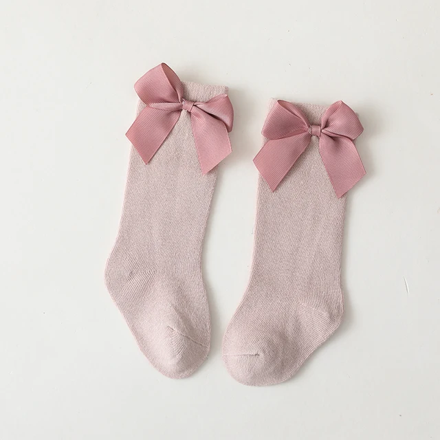 Baby Girls Socks Kids Toddlers Ruffle Knee High Long Soft Cotton Sock Lace Flower Children Infant Girl Socks For 0-5 Years Pink