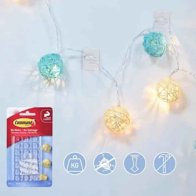 20-Clips，Command Decorating Clips Damage-Free Hanging clear plastic hooks Command 17026CLR Decorating Clips,Clear 1