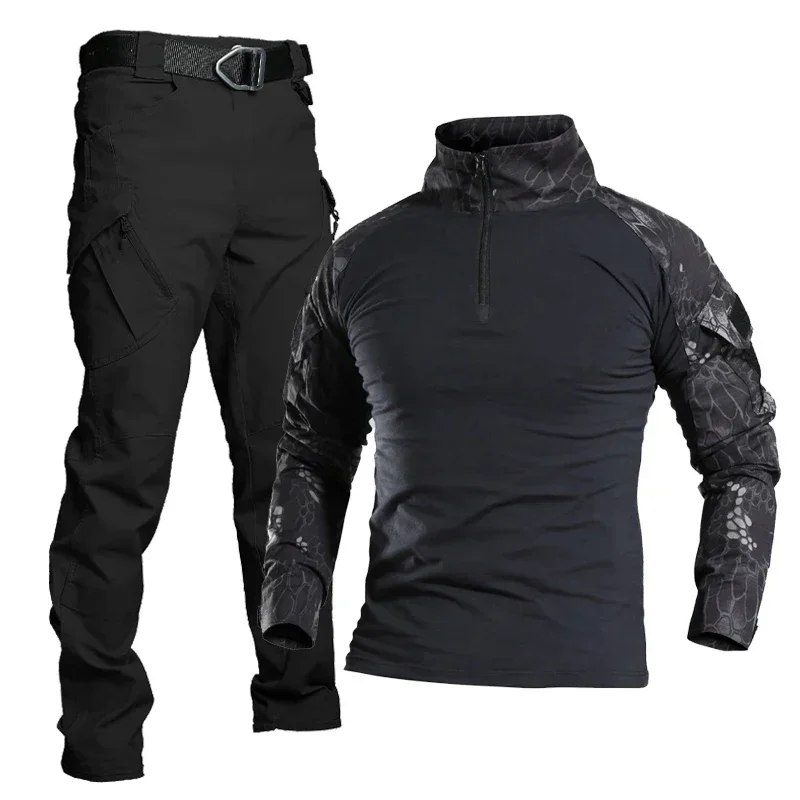 Military Uniforms Set Men Camouflage Breathable Multicam Black Suit Combat Shirt Tactical Cargo Hunting Set tactical shirt tactical suit